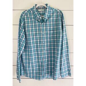 Hawker Rye Pastel Blue Plaid Men's Shirt Button Down Long Sleeve Size XL